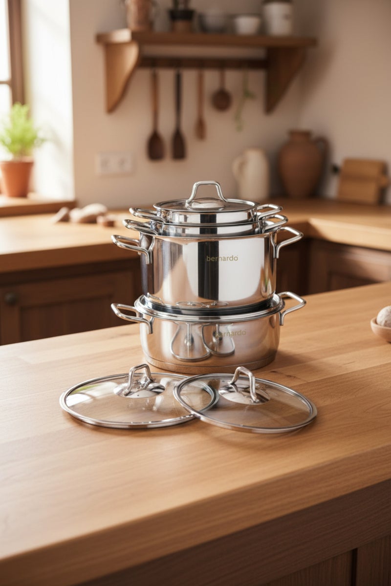 Bernardo Sonora Induction Base 8-Piece Steel Cookware Set (Made in Turkey) - Image 2